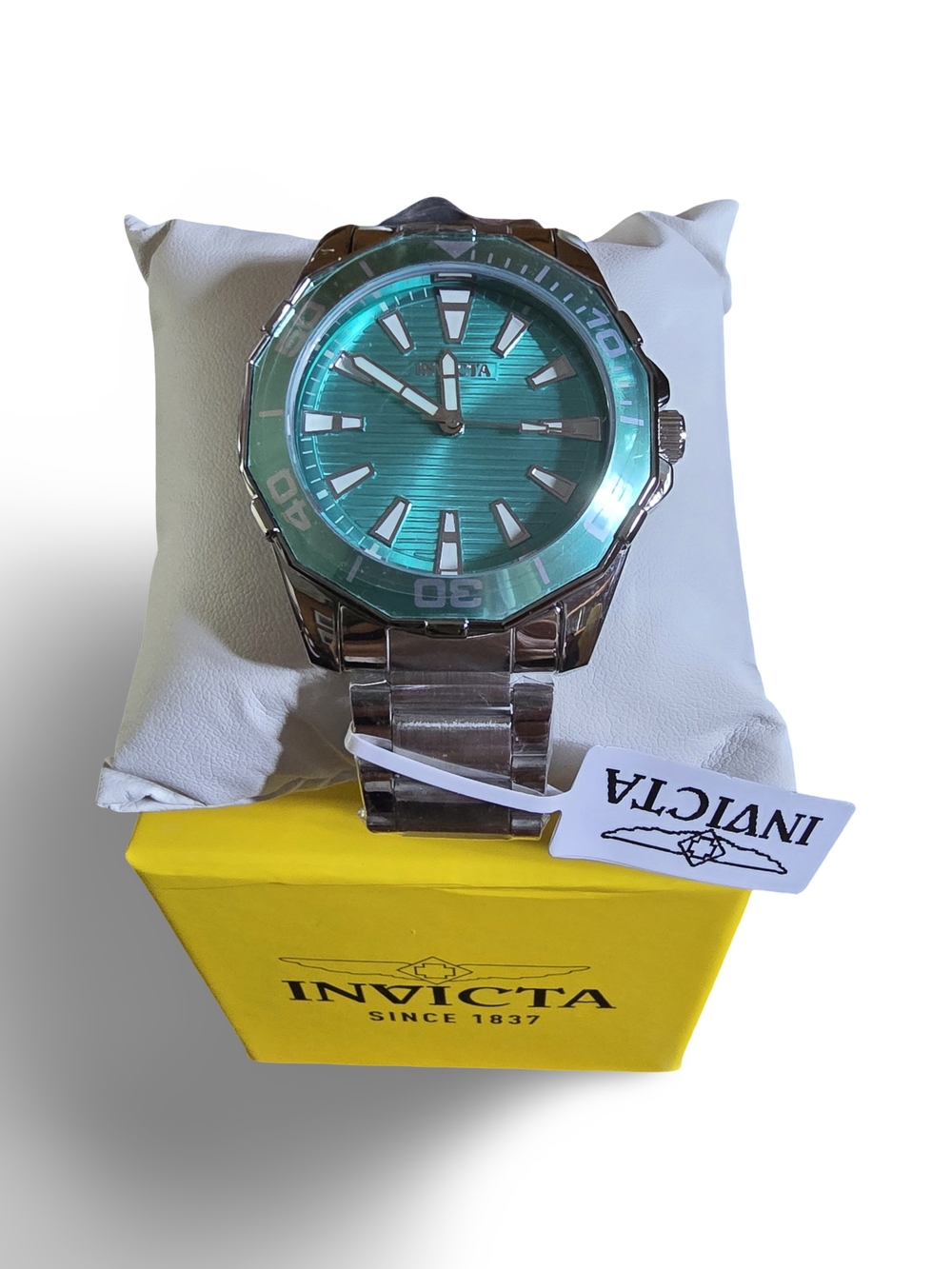 Invicta Men's Silver Watch with Teal Dial